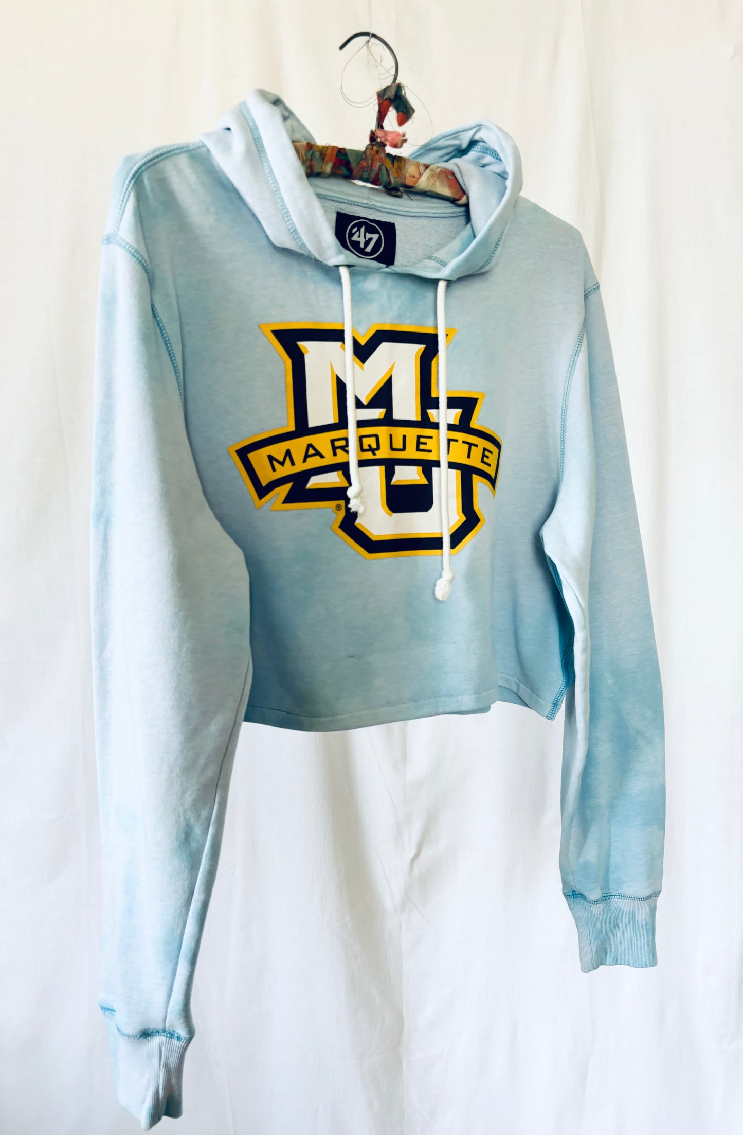 Reworked Retro Marquette University Cropped & Distressed Hoodie