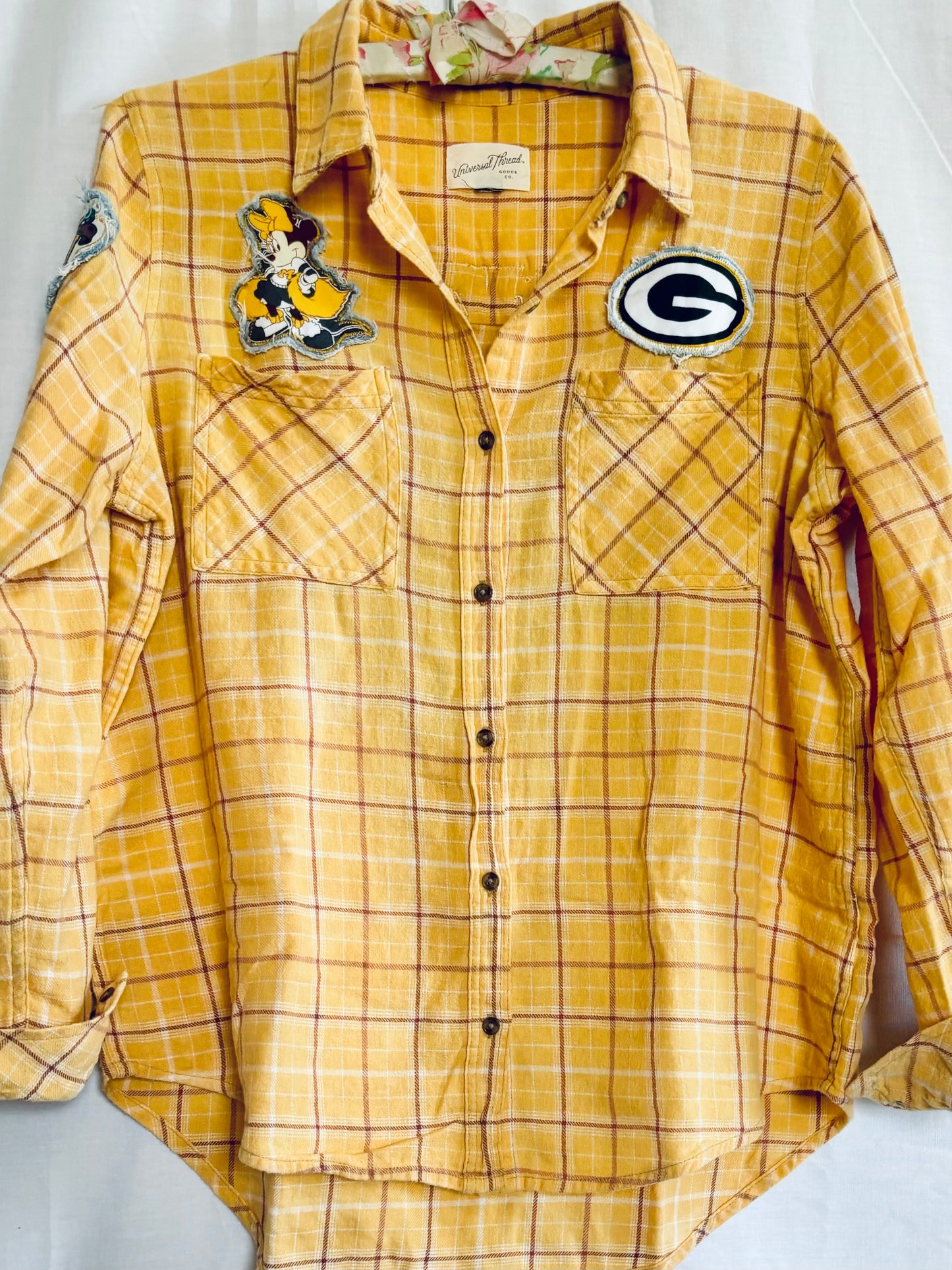 Reworked Packers Game Day Patchwork Flannel Shirt