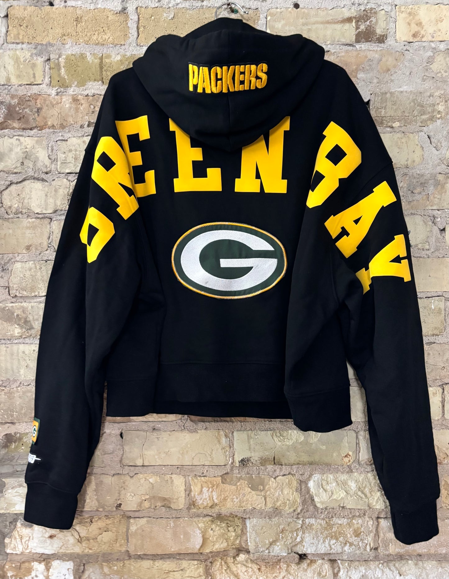 Packers Wingspan Spell out Black Oversized Game Day Hood