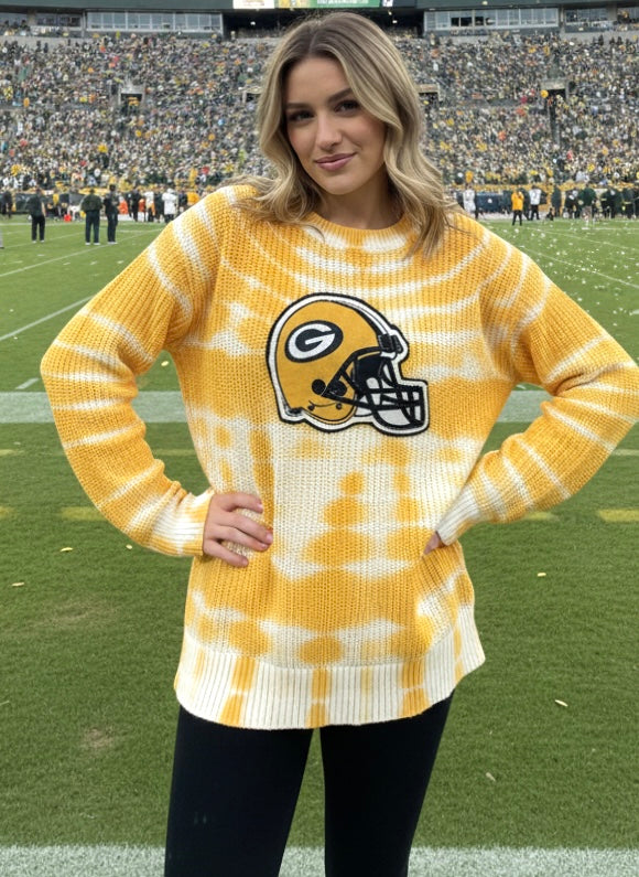 Reworked HandKnit Cotton Game Day Sweater