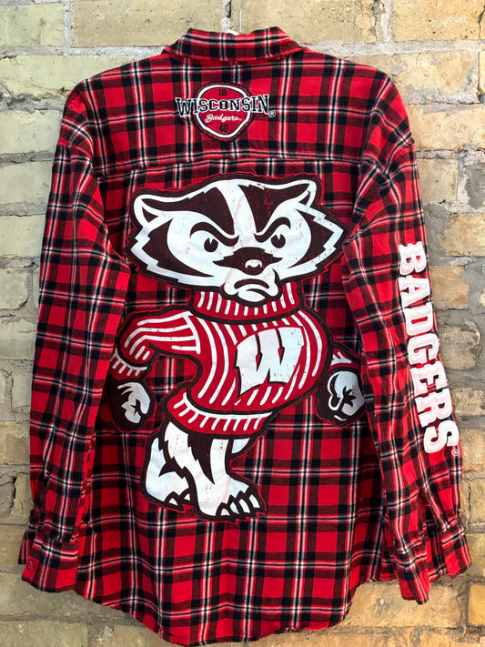 Reworked Badgers Game Day Flannel Shirt