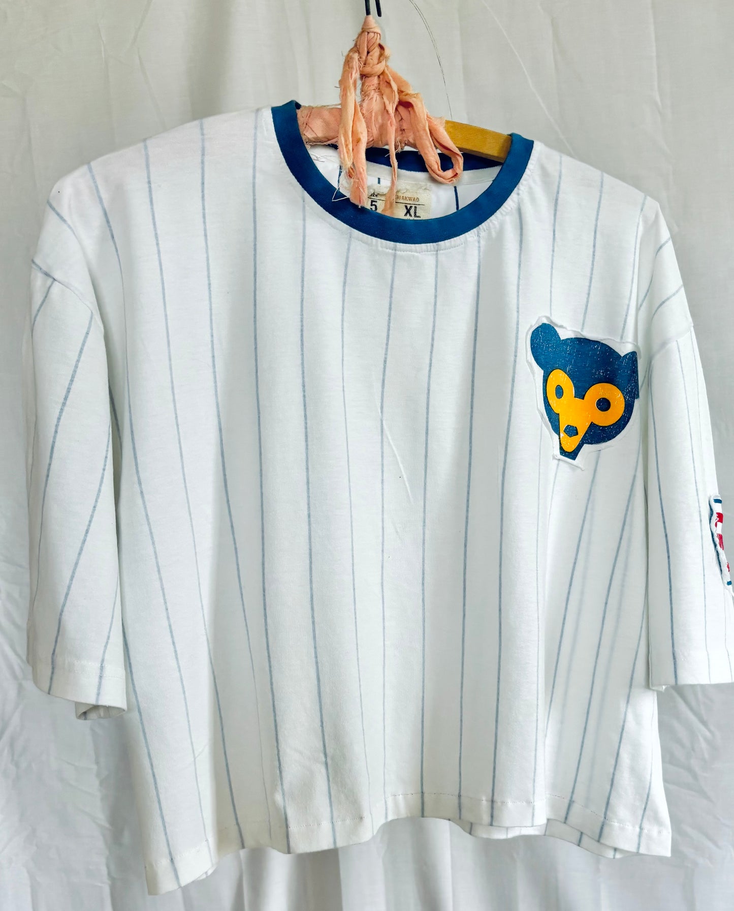 Retro 90s Chicago Cubs throwback striped ringer tee