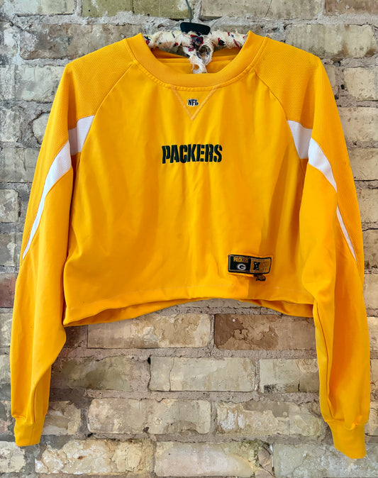 Reworked 90s Yellow Jersey Knit Cropped crewneck