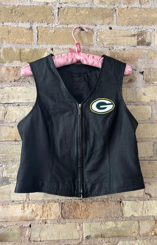 Black Vintage Leather Game Day Vest