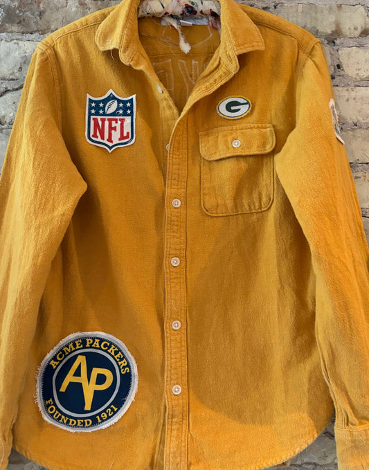 Reworked vintage Packers Game Day Flannel Shirt