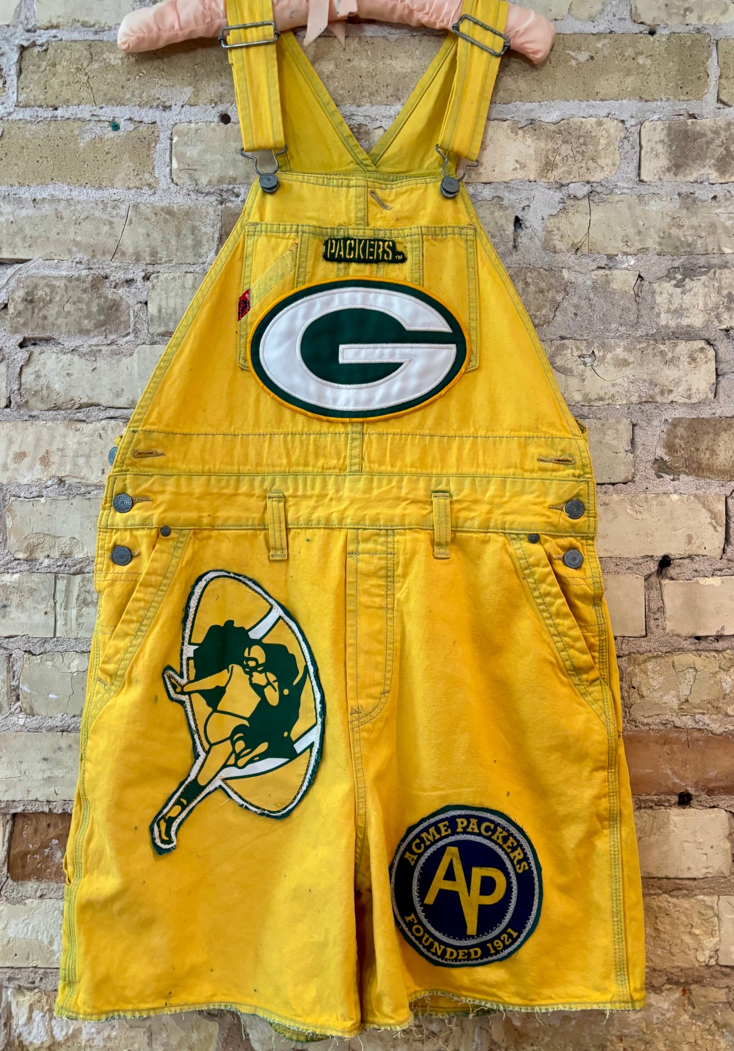Reworked retro over dyed Game Day Bib Overall Cutoffs