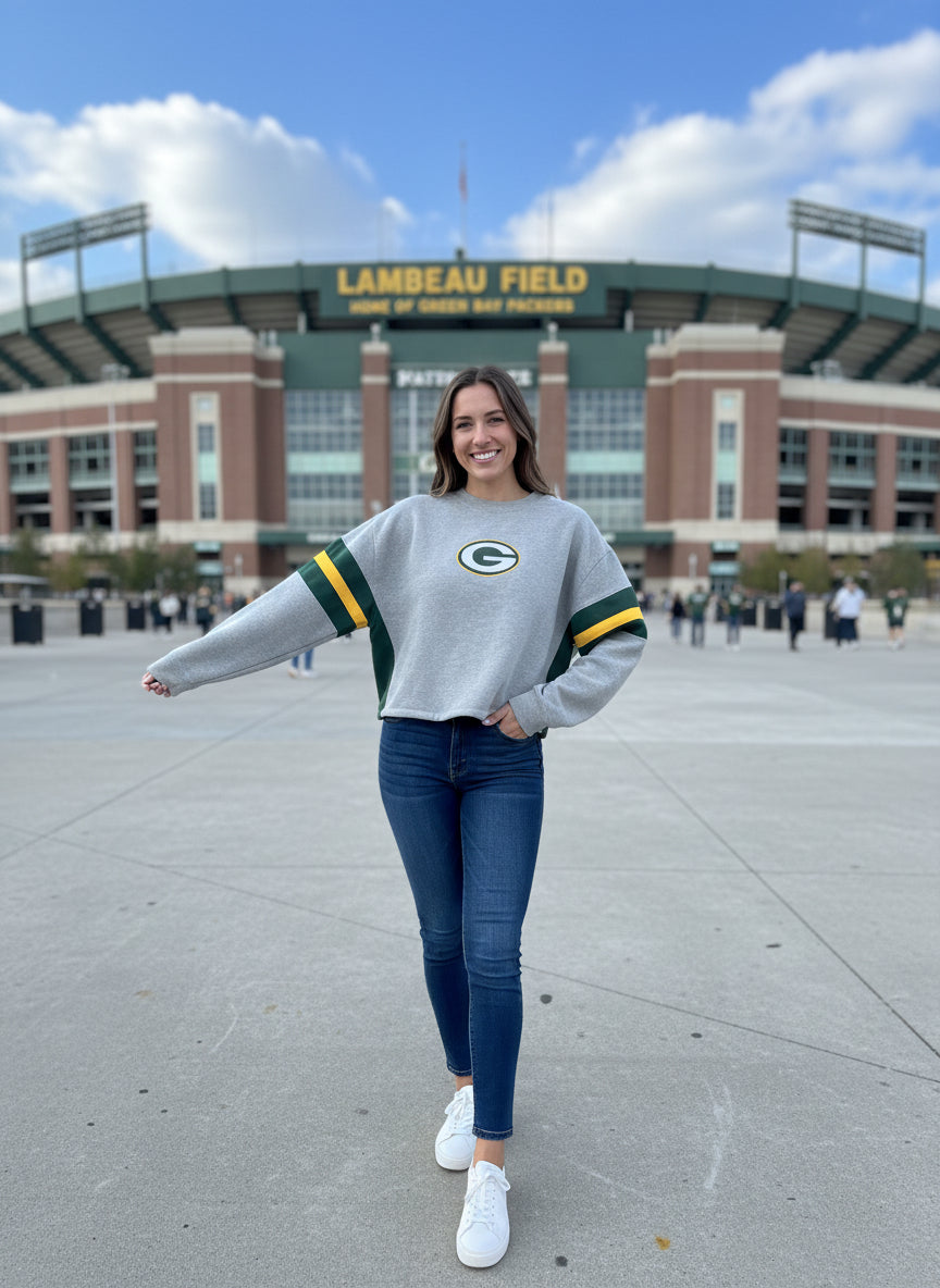 Reworked Packers retro cropped Jersey crewneck