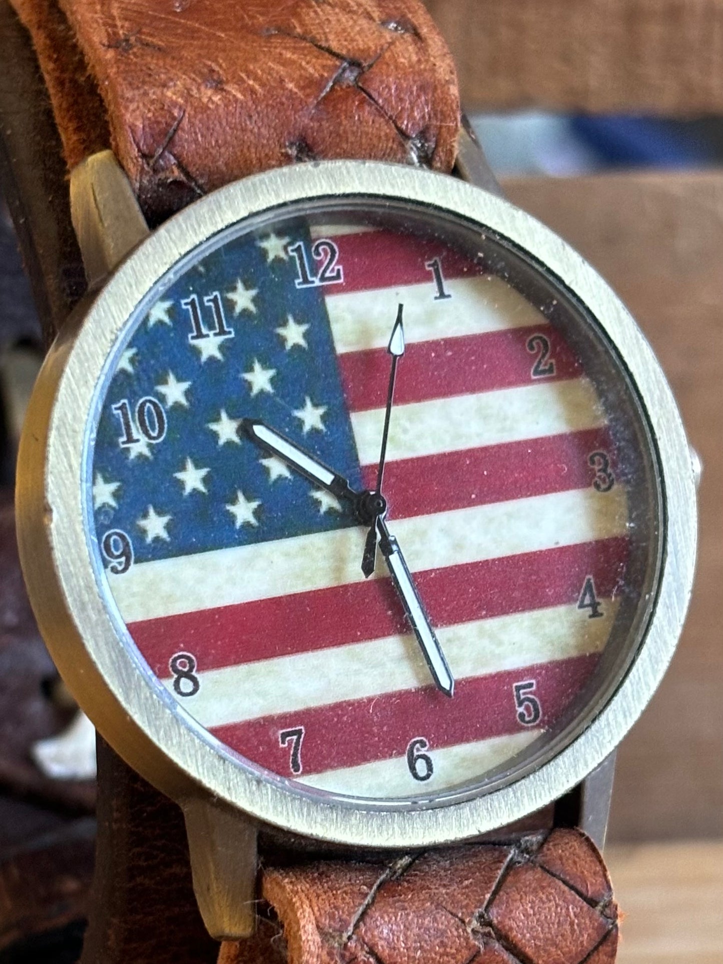 Handmade Distressed Leather Wristband Cuff Watch