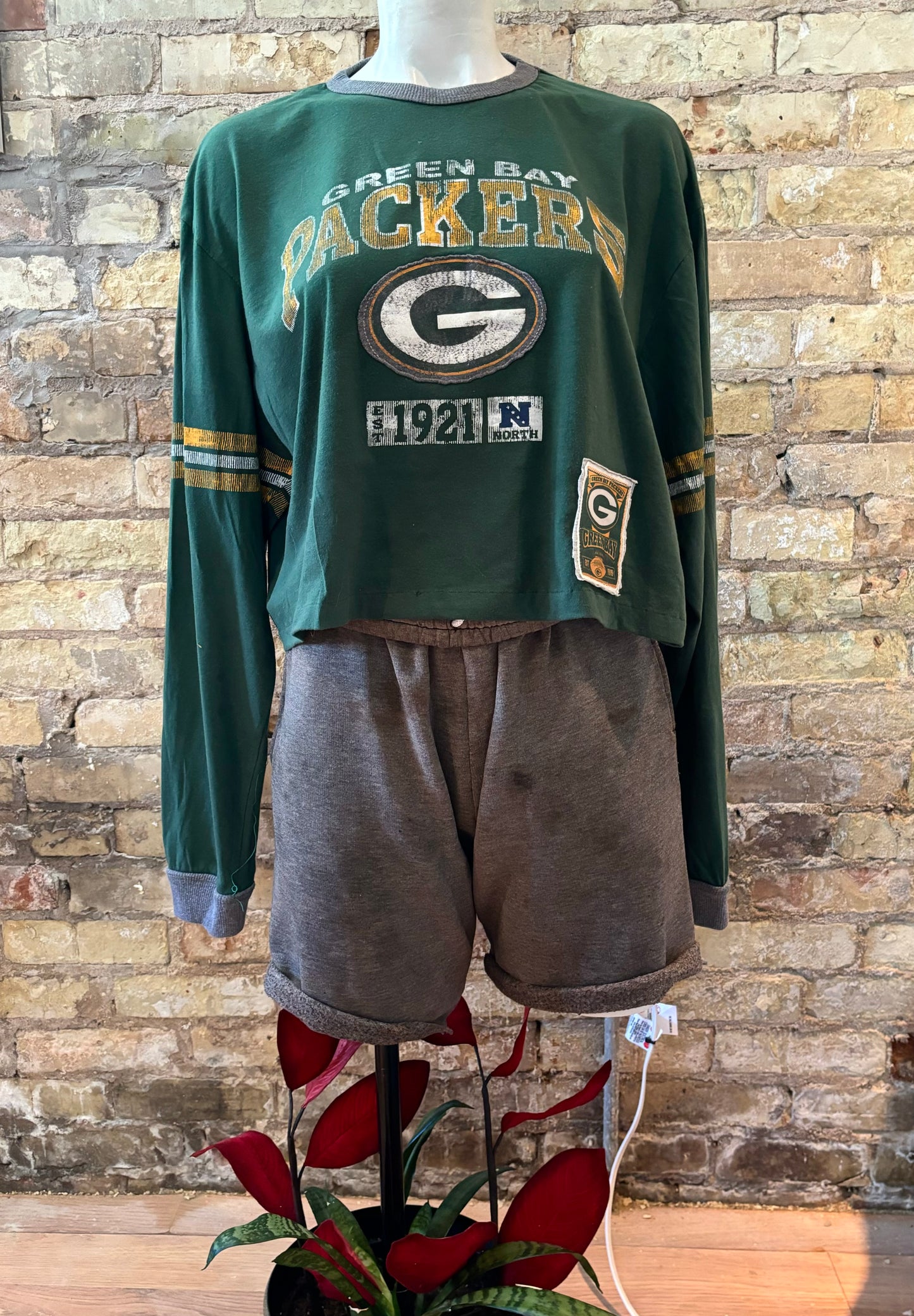 Reworked Green Bay Packers cropped Throwback Crewneck Tee