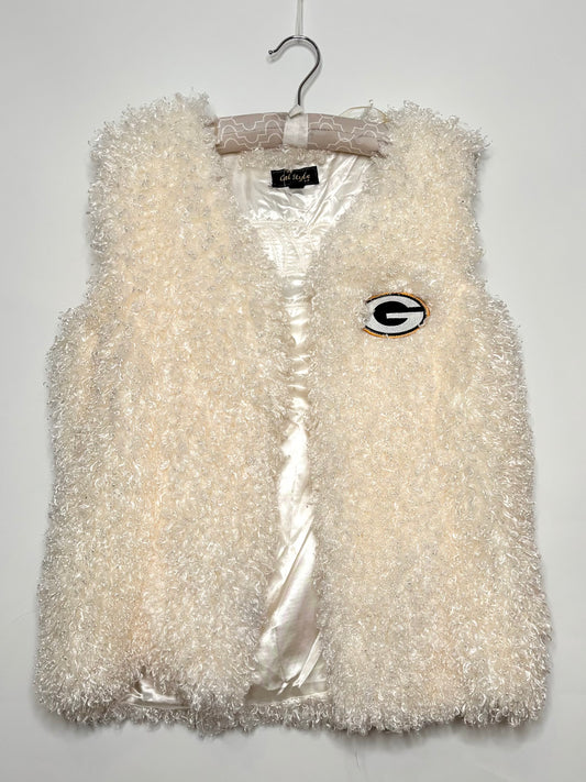 Boho chic faux fur vest