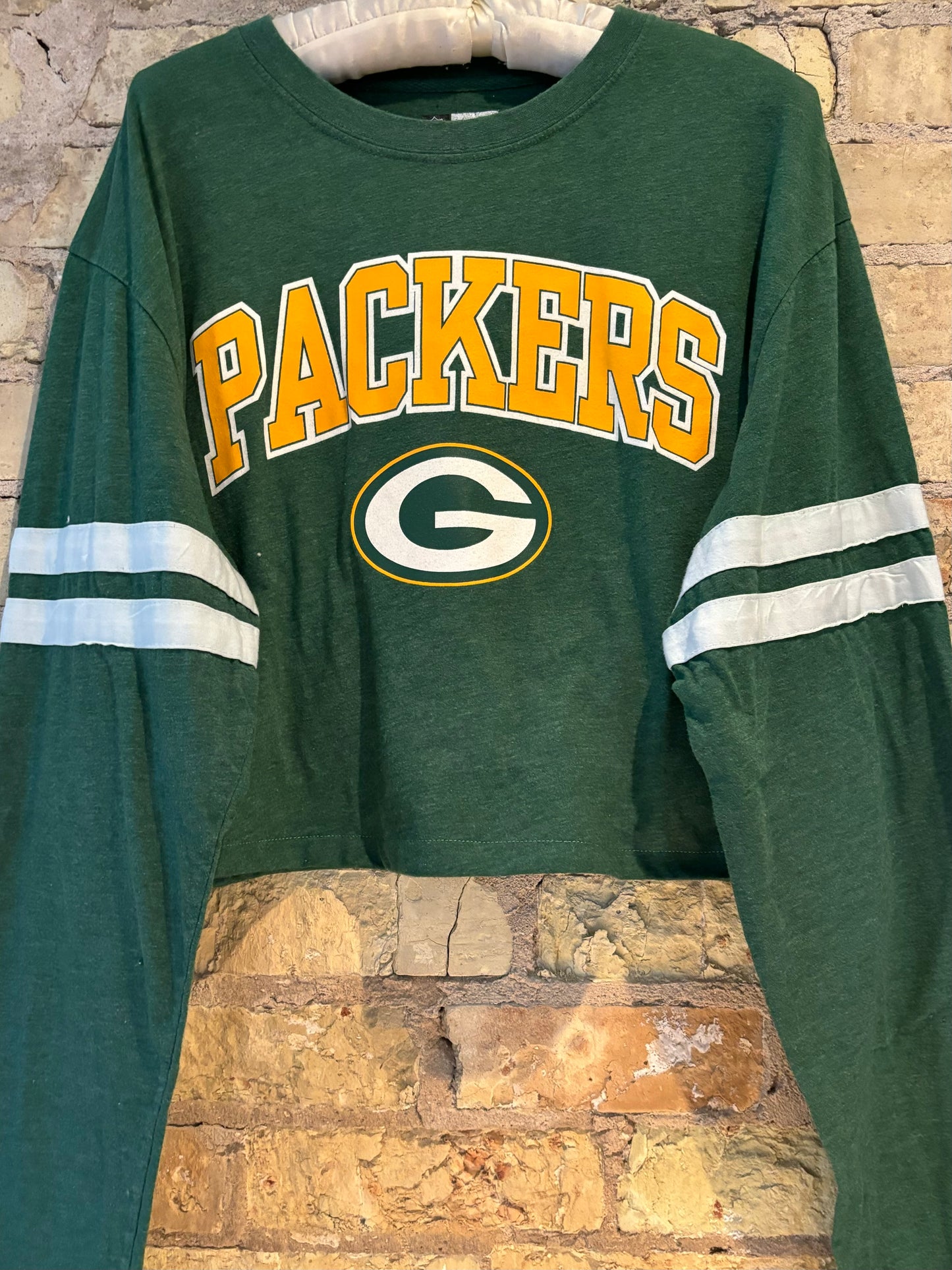 Reworked Packers Throwback crop Top Jersey Tee