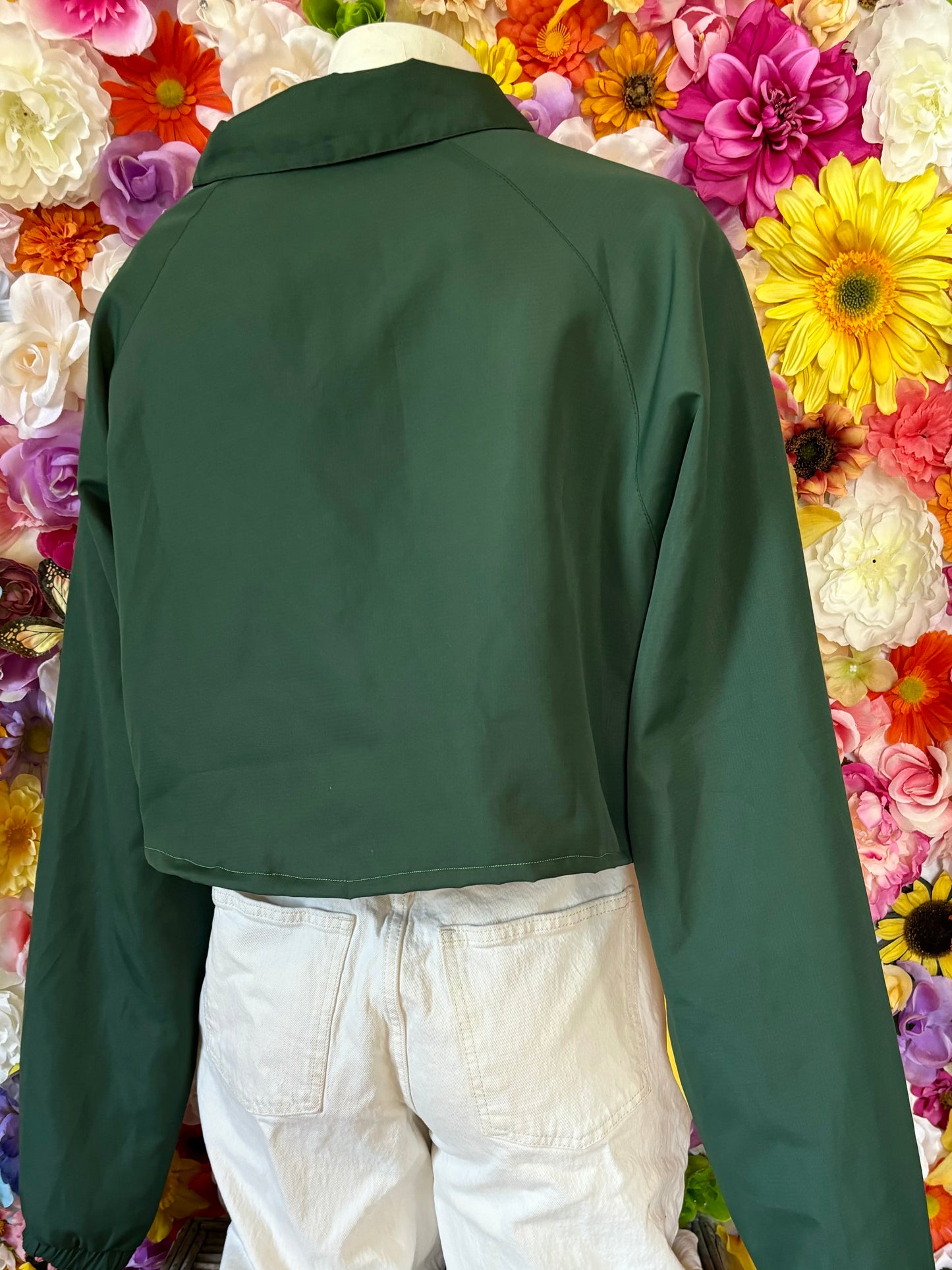 Reworked Vintage Green Bay Packers Cropped Color Block 1/4 Zip Windbreaker