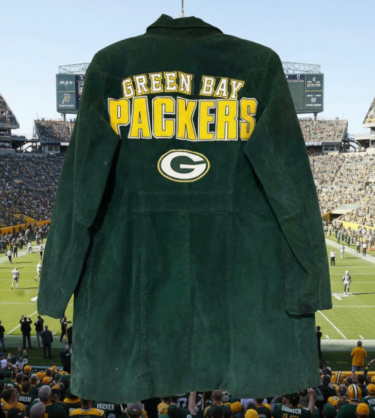 Reworked Packers Emerald Green Suede Jacket