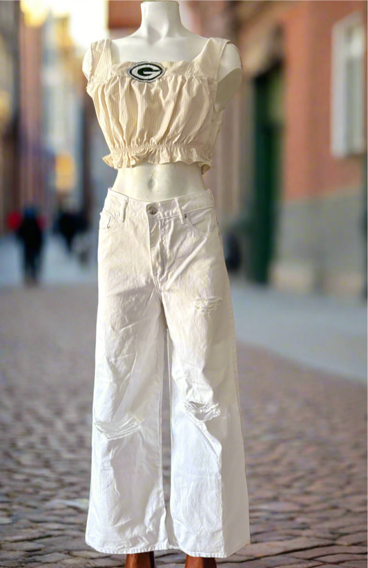 Reworked ruffled GameDay Crop Top