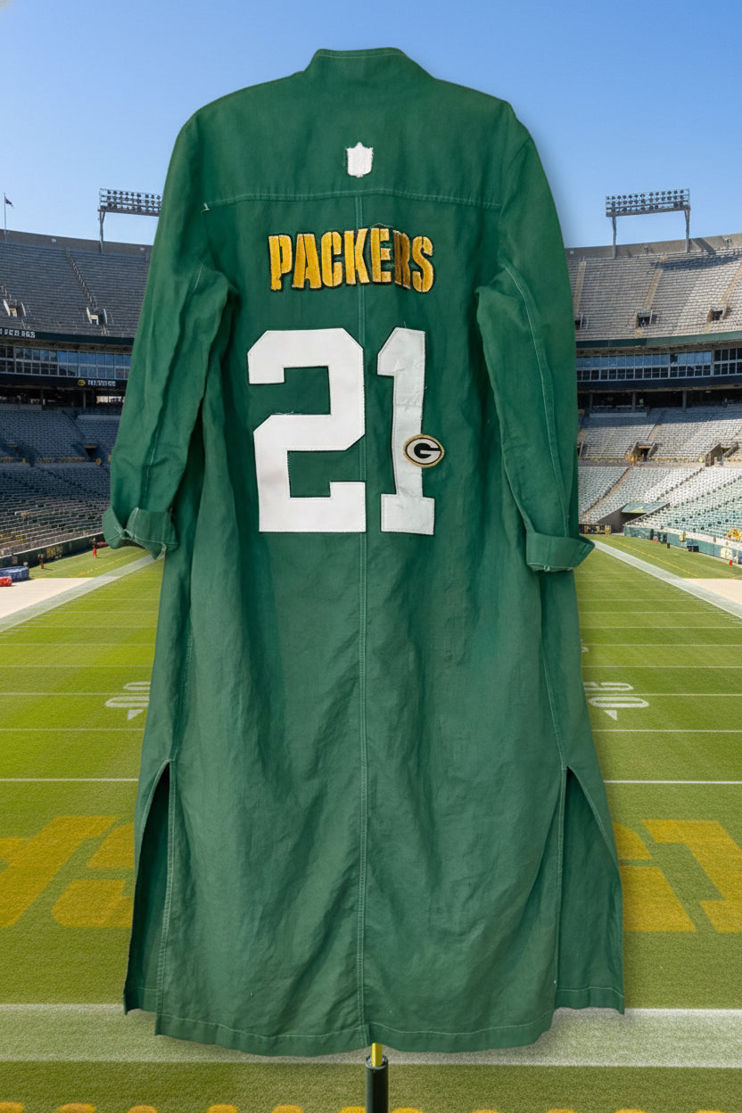 Reworked Packers Game Day Maxi Duster Dress /Jacket