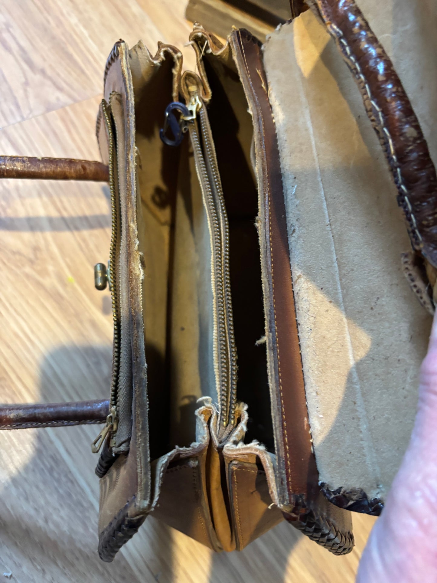 Vintage 70’s  Hand Tooled  leather   Boho Tote Bag