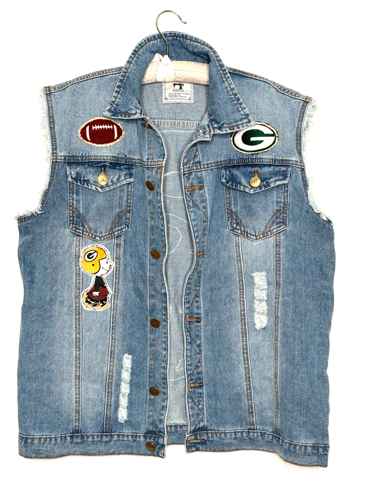 Distressed Oversized Game Day Vest