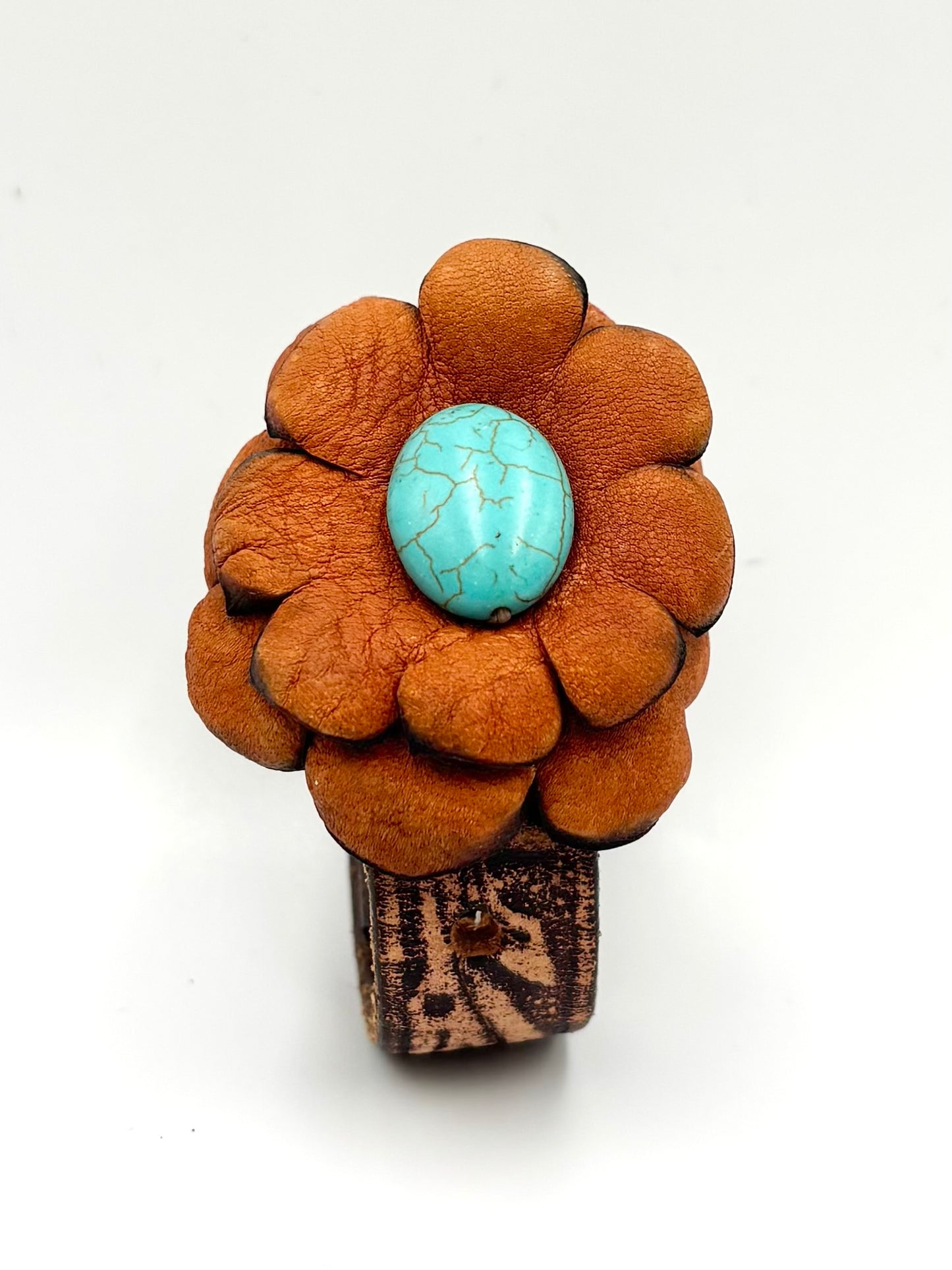 Hand Tooled Boho Leather Flower Bracelet