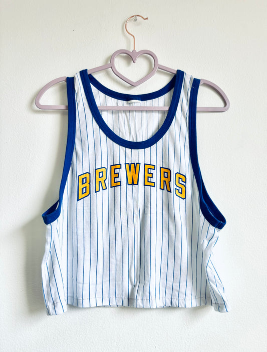 Reclaimed Y2k Brewers pinstripe Graphic Tee Tank