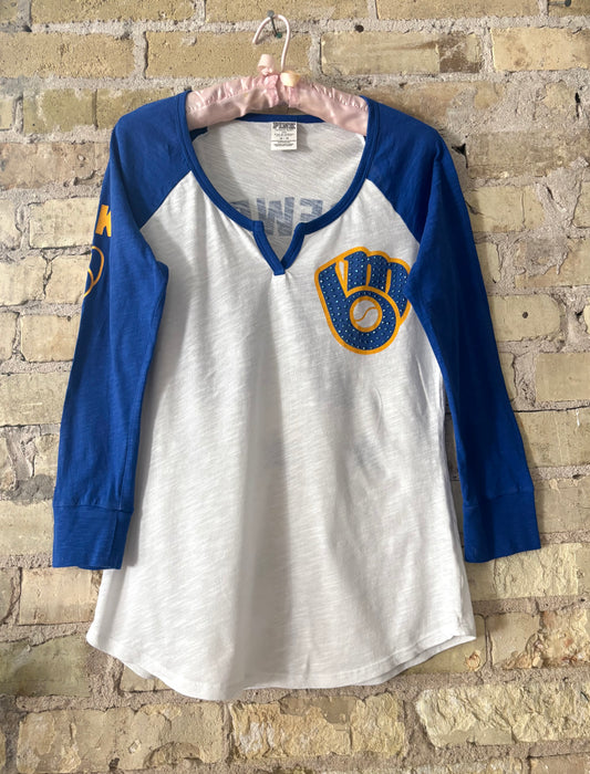 Retro Victoria’s Secret striped 2 Tone Baseball Tee