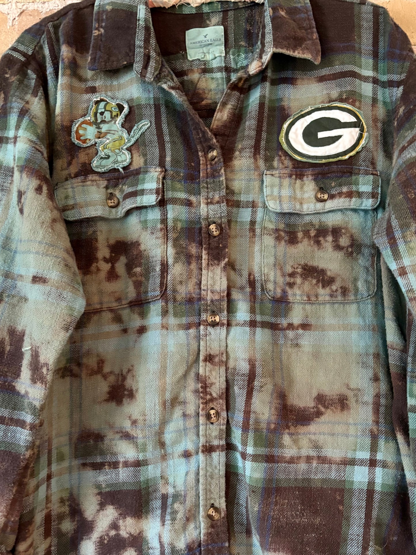 Reworked Over Dyed Distressed Game Day Flannel