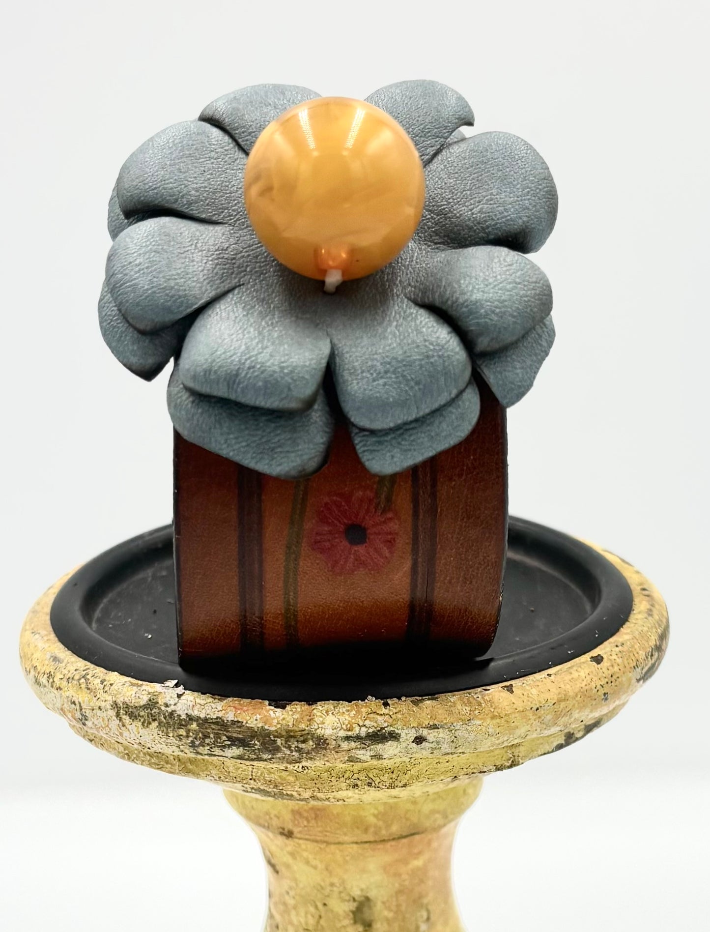 Leather Boho Flower Cuff Bracelet