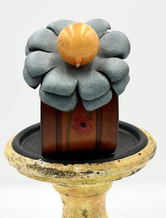 Leather Boho Flower Cuff Bracelet