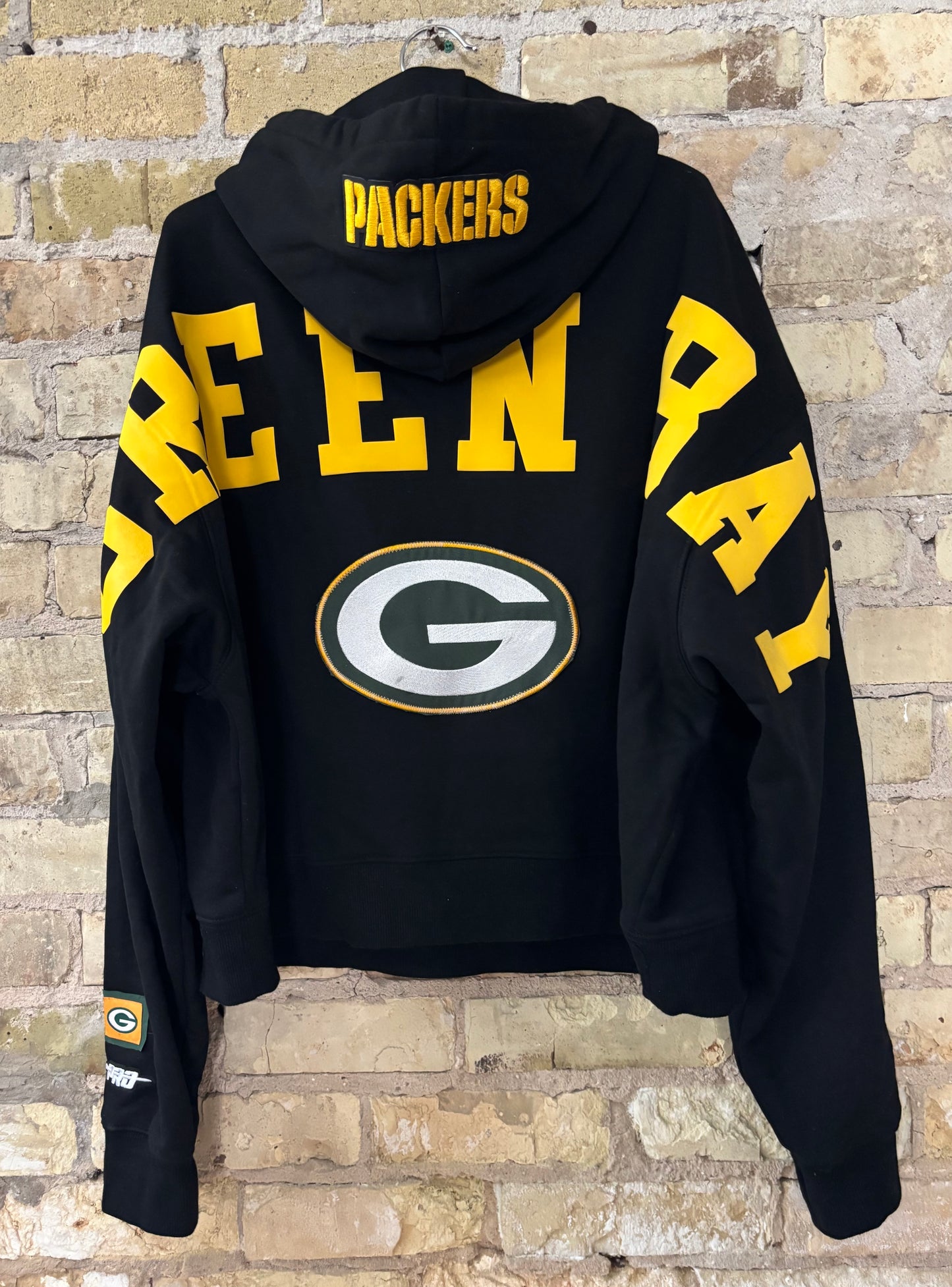 Packers Wingspan Spell out Black Oversized Game Day Hood