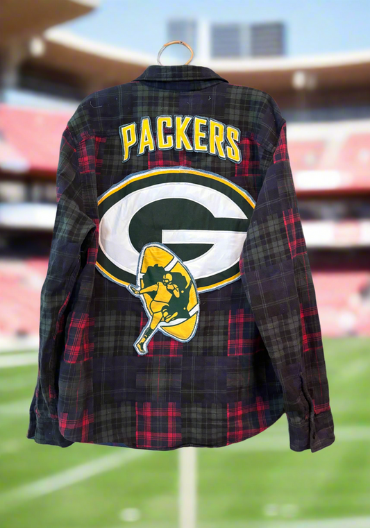 Reworked Packers Game Day Throwback Flannel Shirt