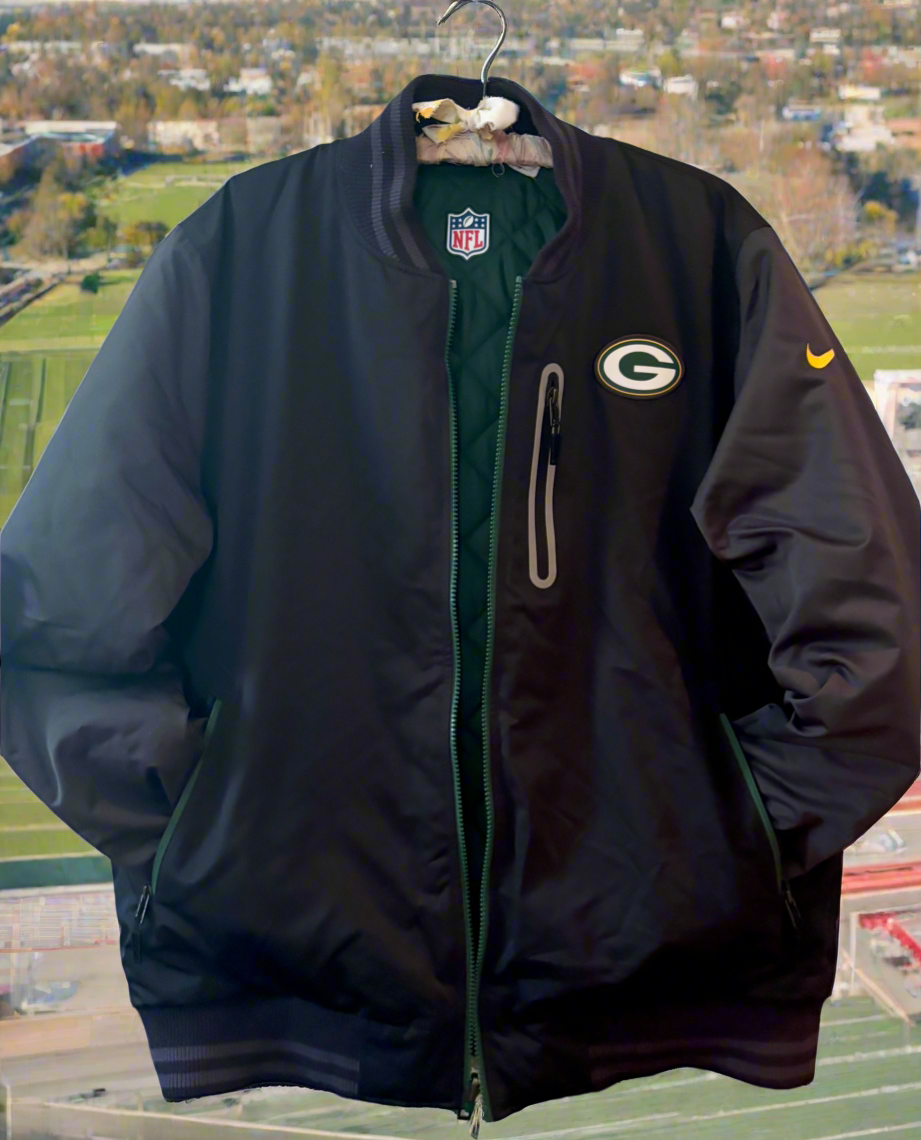 Y2K Reversible Green Bay Packers Quilted Bomber Jacket Green / Black