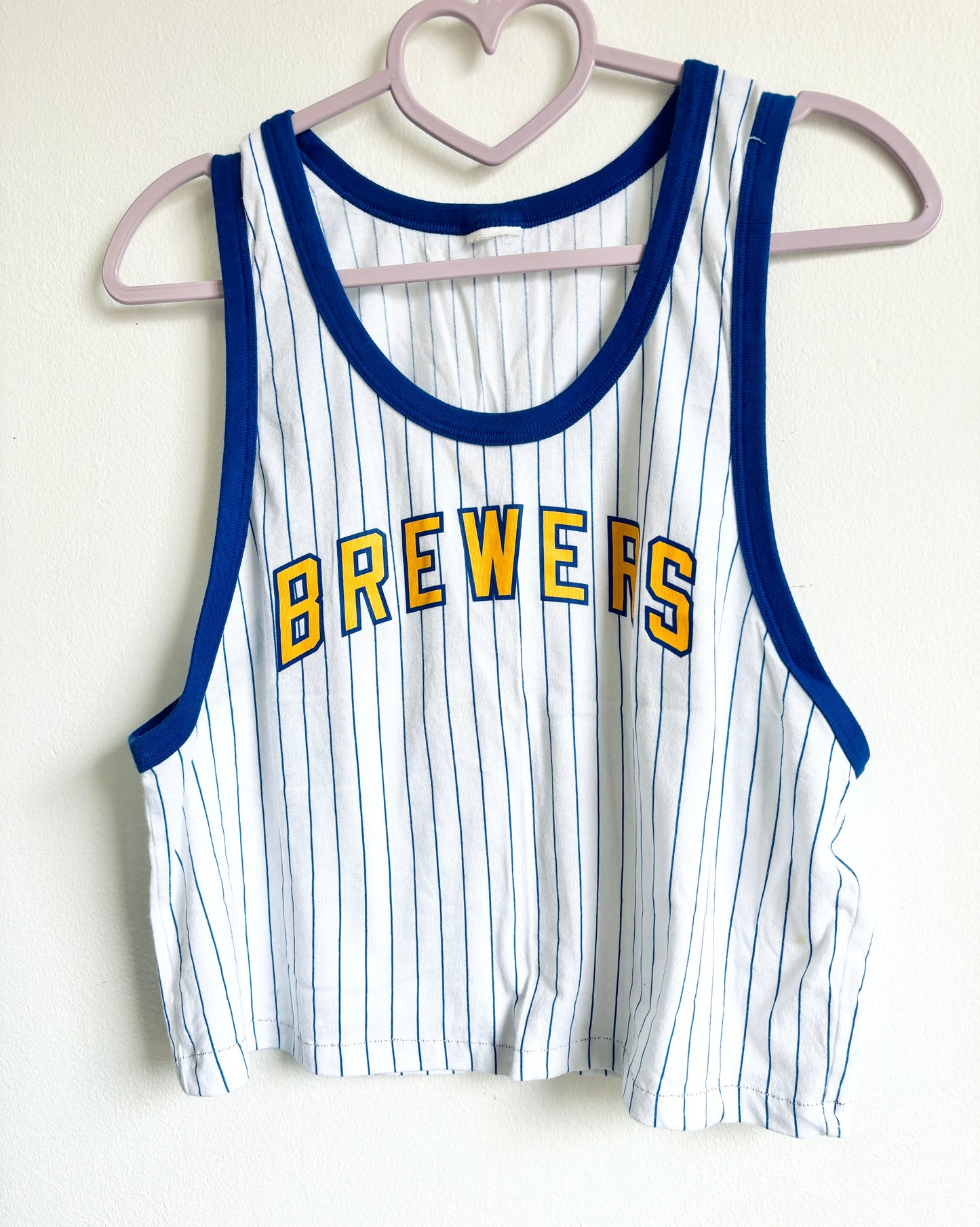 Reclaimed Y2k Brewers pinstripe Graphic Tee Tank