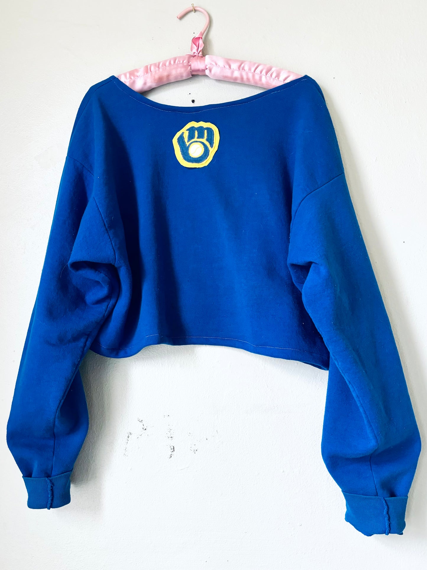 Reworked  Retro Milwaukee Brewers Cropped Crewneck Sweatshirt