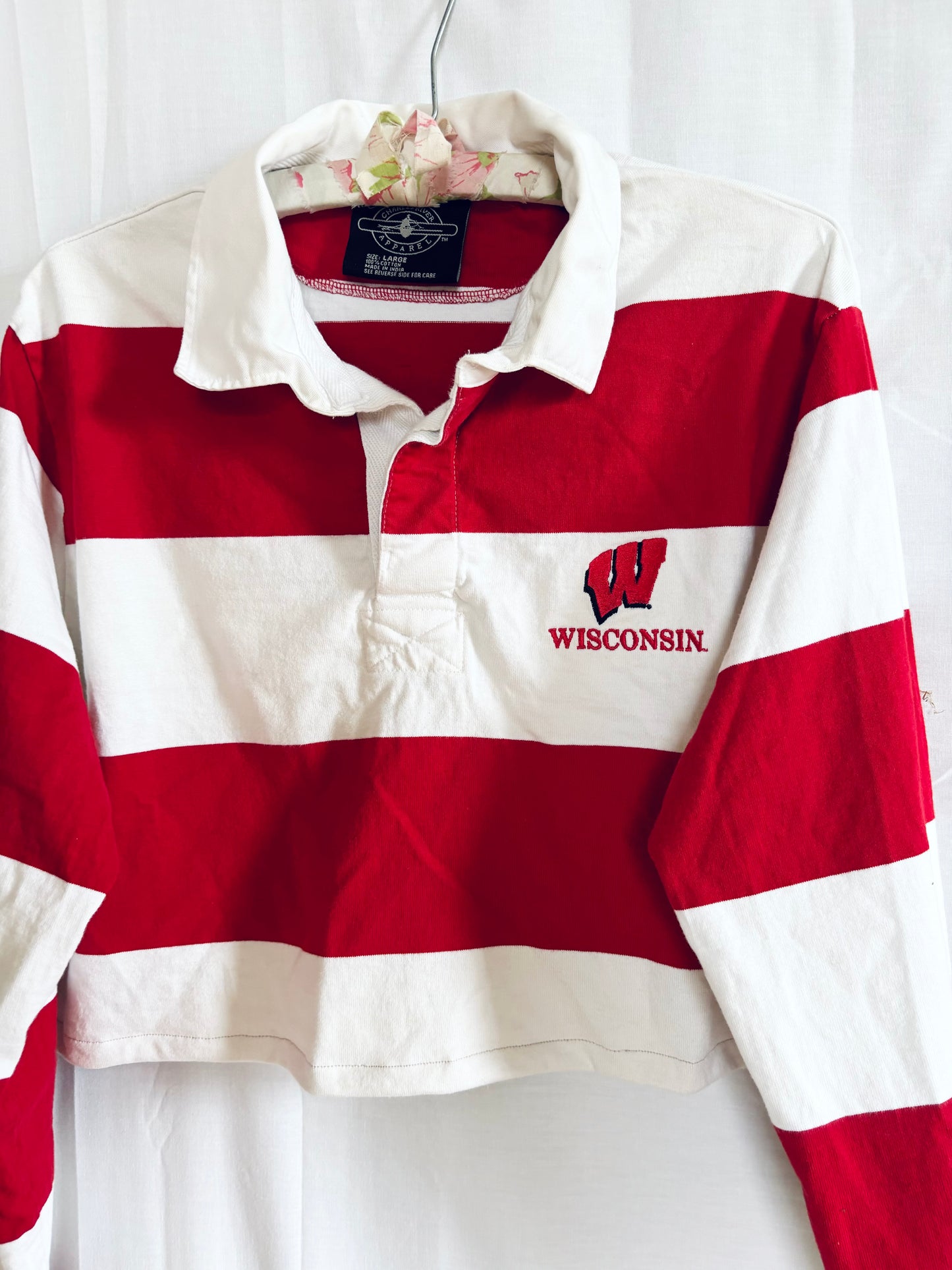 Reworked Vintage Wisconsin Badgers Cropped Rugby Polo Shirt