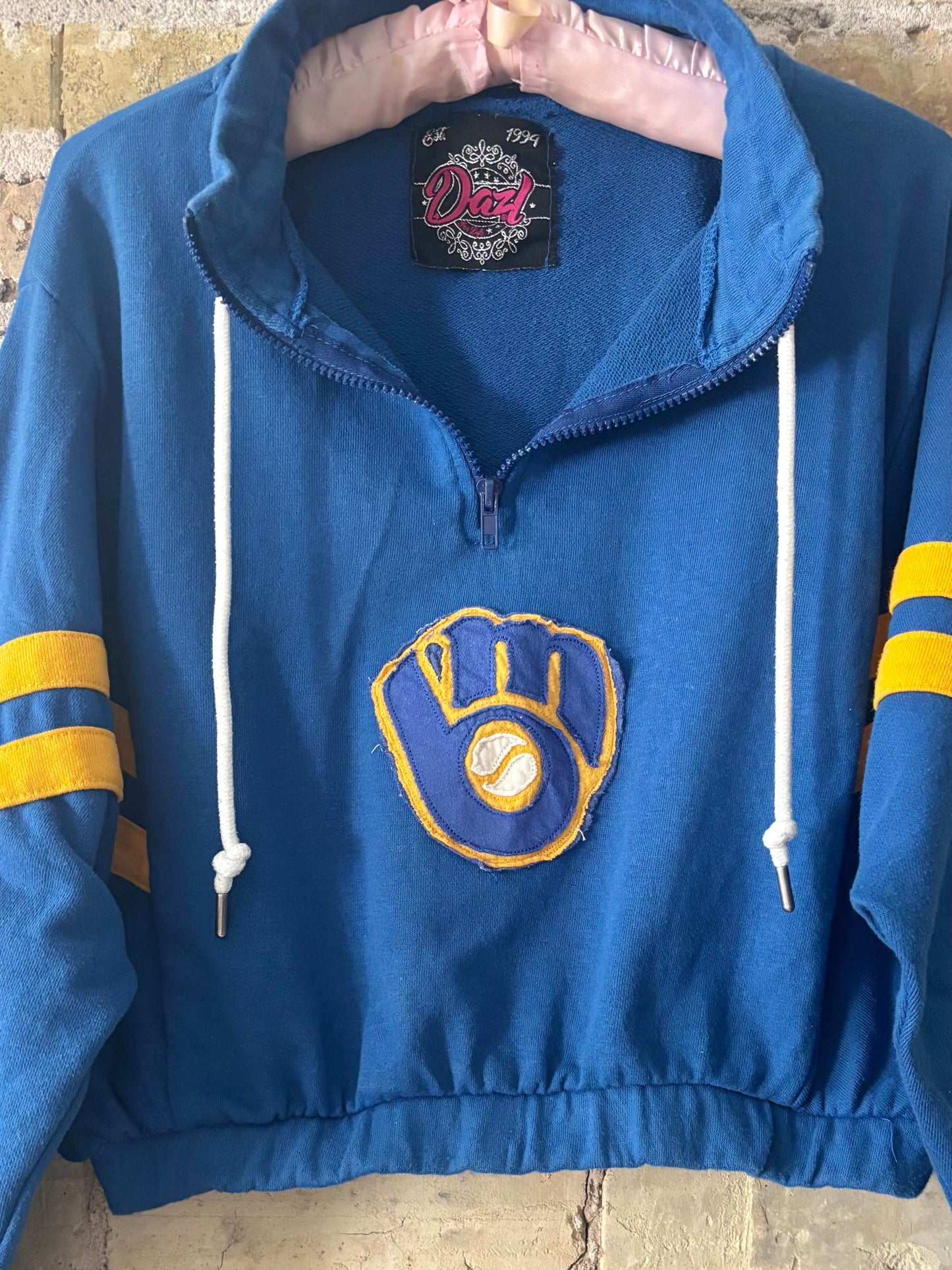 Vintage Brewers 1/4 Zip Mock Crop Top sweatshirt