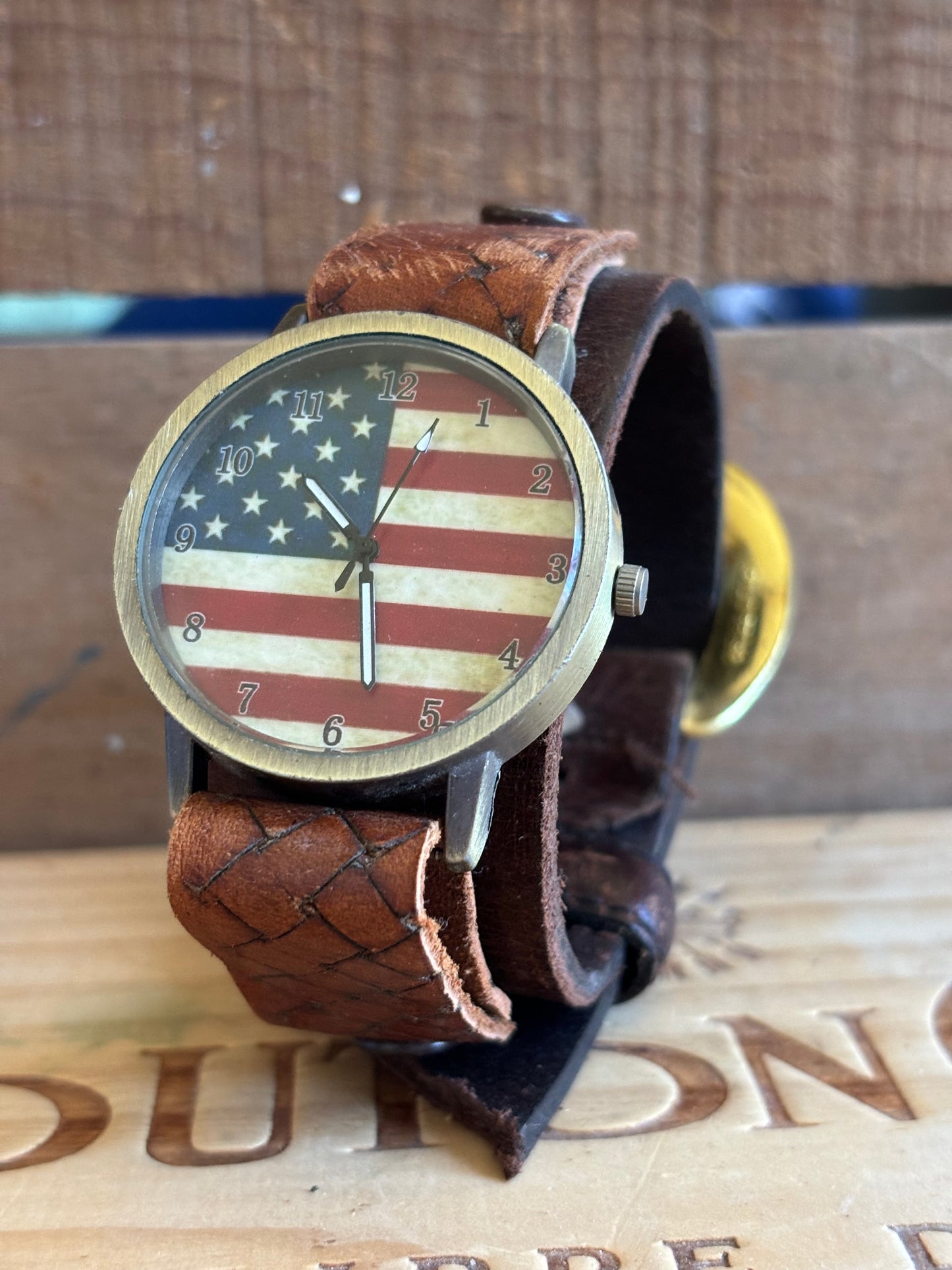 Handmade Distressed Leather Wristband Cuff Watch