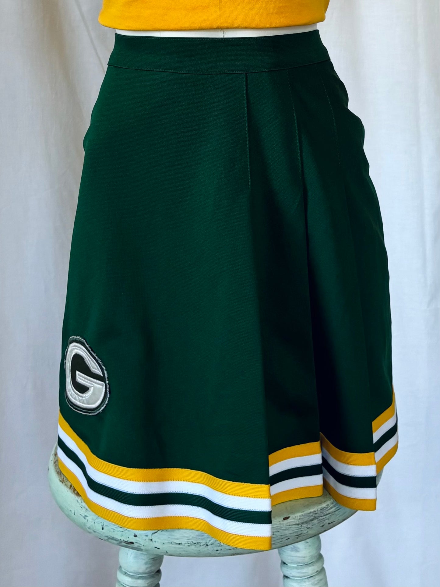 Reworked Adult Green Bay Packers Vintage Cheer Skirt