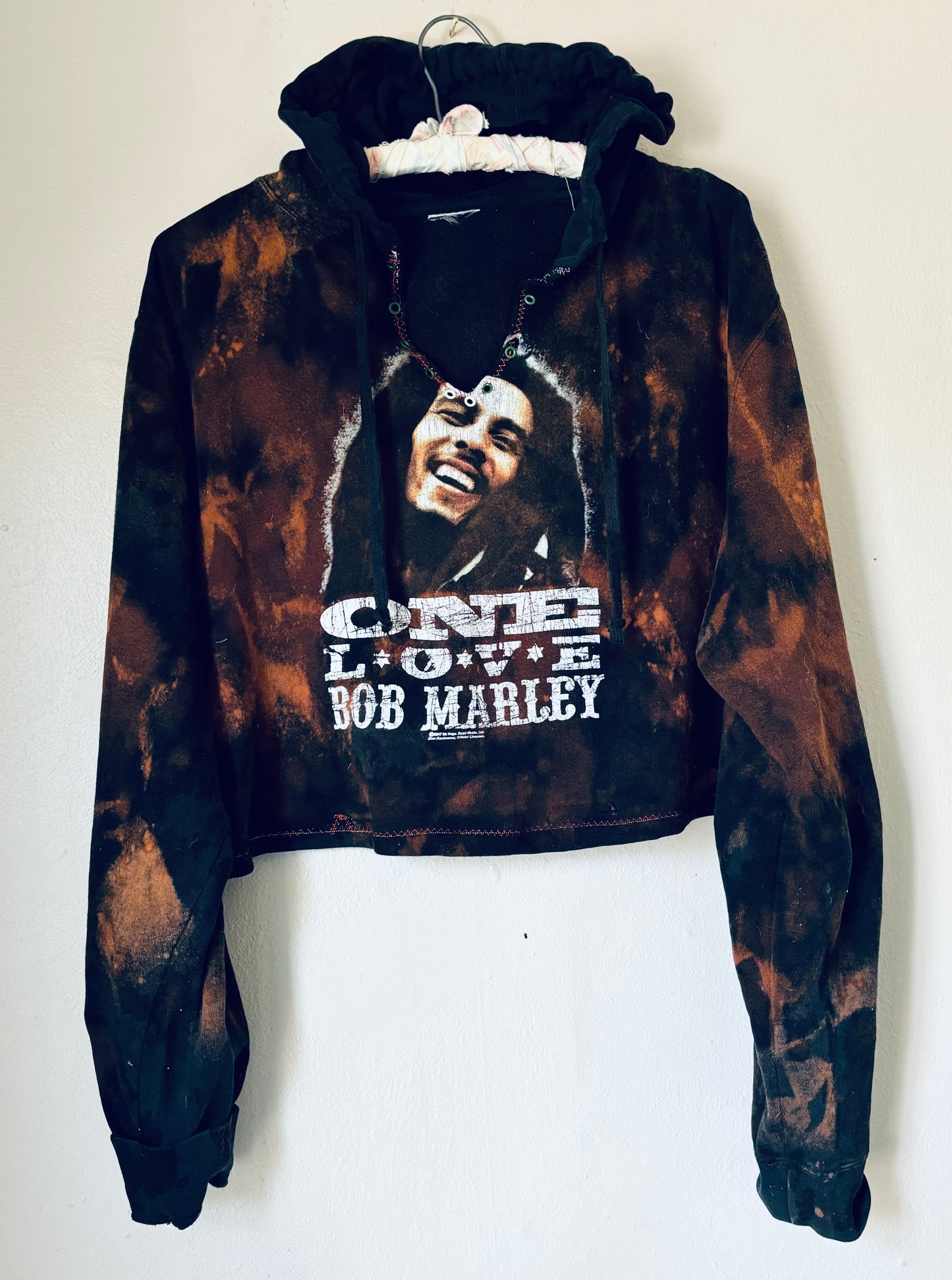 Reworked Vintage Bob Marley distressed Hooded Sweatshirt