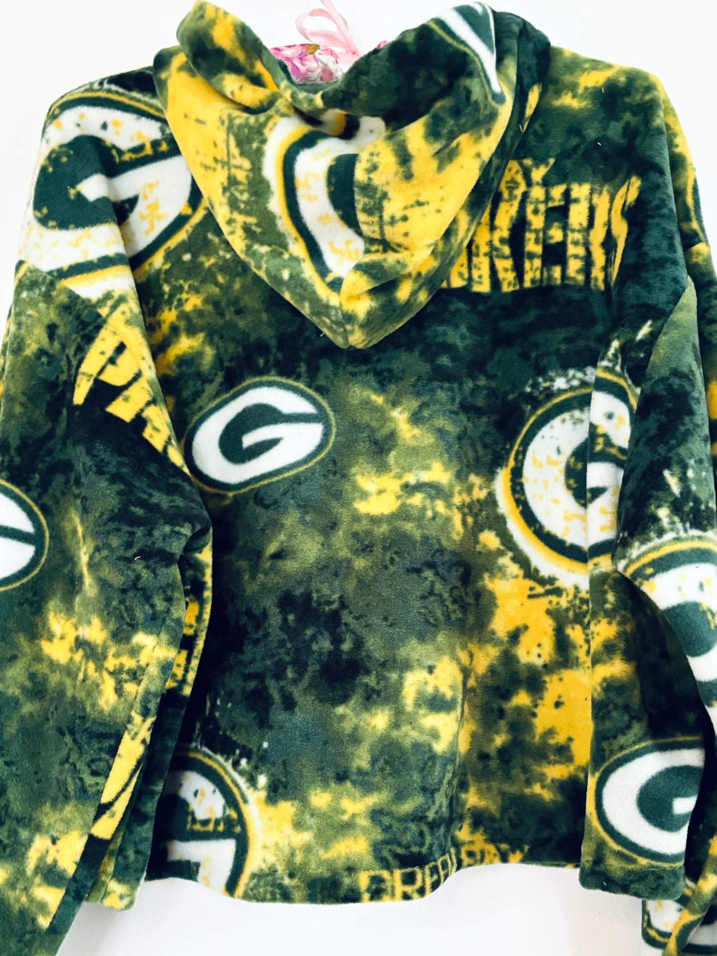 Handmade Green Bay Packers Fleece pullover Cropped Game Day Hoodie