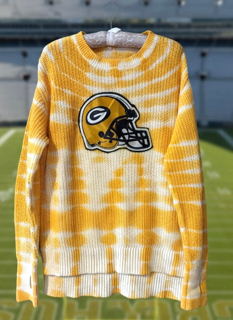 Reworked HandKnit Cotton Game Day Sweater