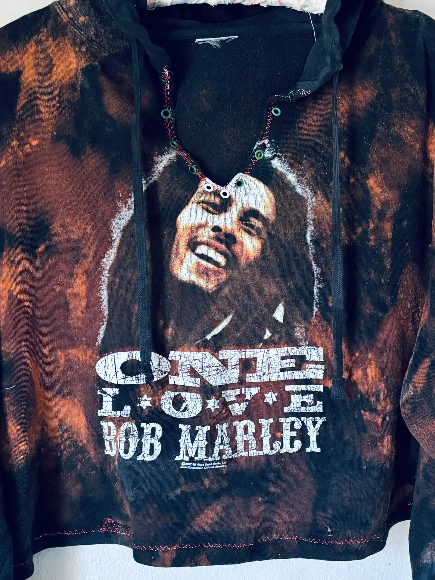 Reworked Vintage Bob Marley distressed Hooded Sweatshirt