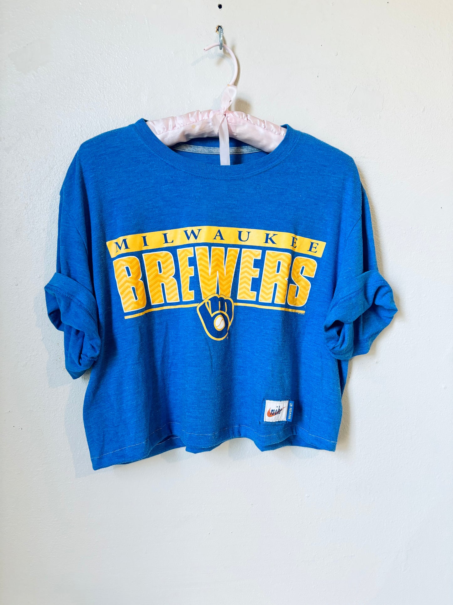 Reworked Retro NIKE Brewers Crop top Graphic Tee