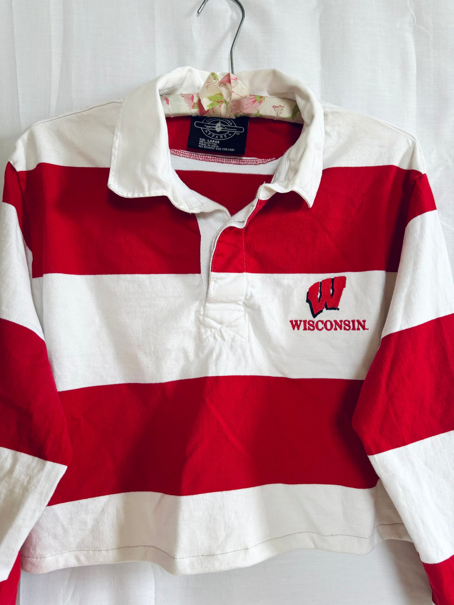 Reworked Vintage Wisconsin Badgers Cropped Rugby Polo Shirt