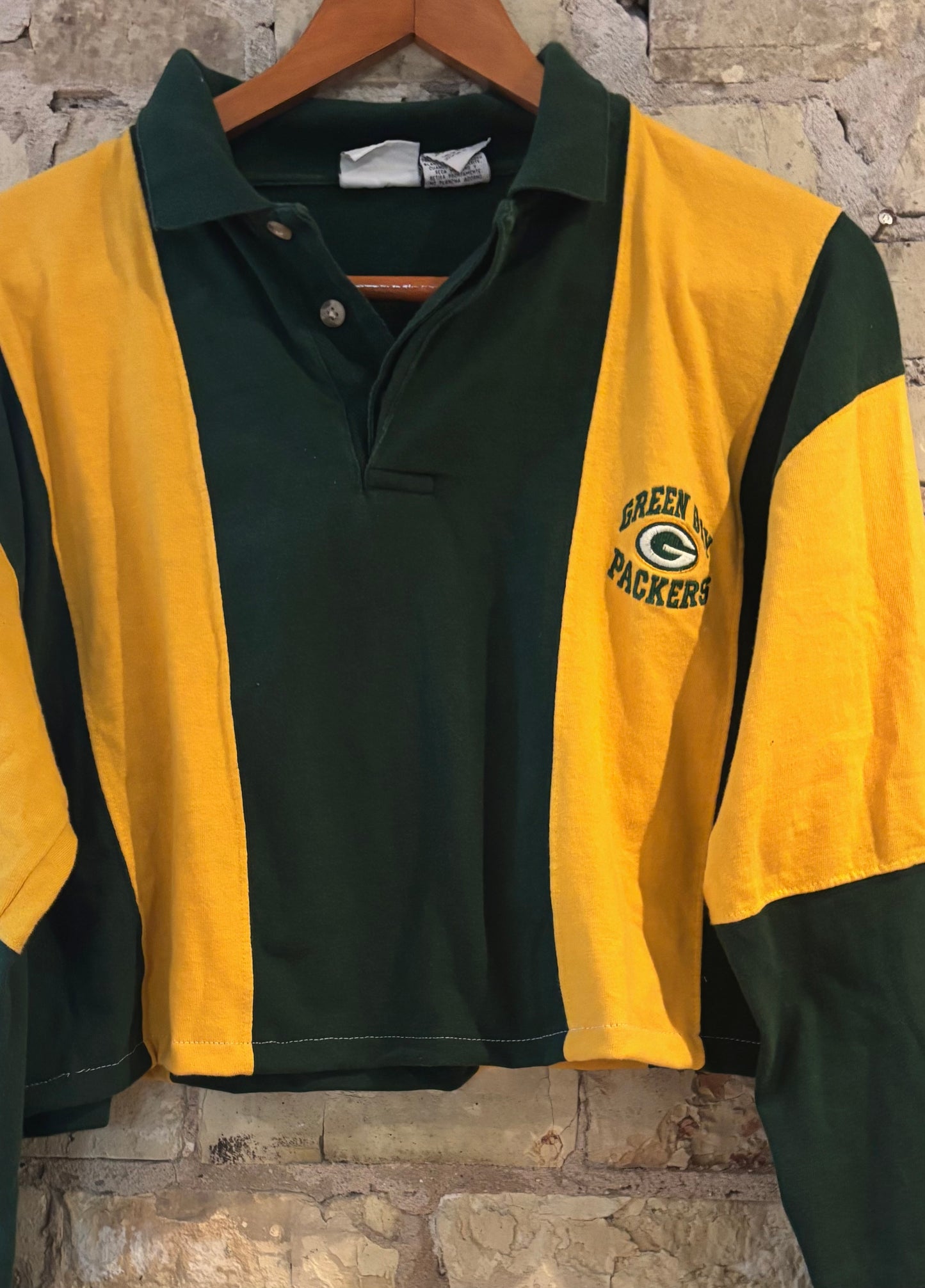 Reworked Vintage  Green Bay Packers Rugby cropped Polo Shirt