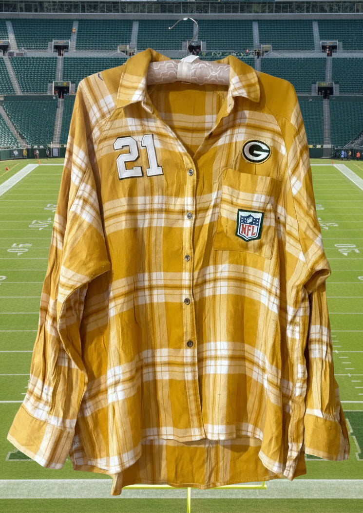 Reworked Packers Game Day Flannel Shirt