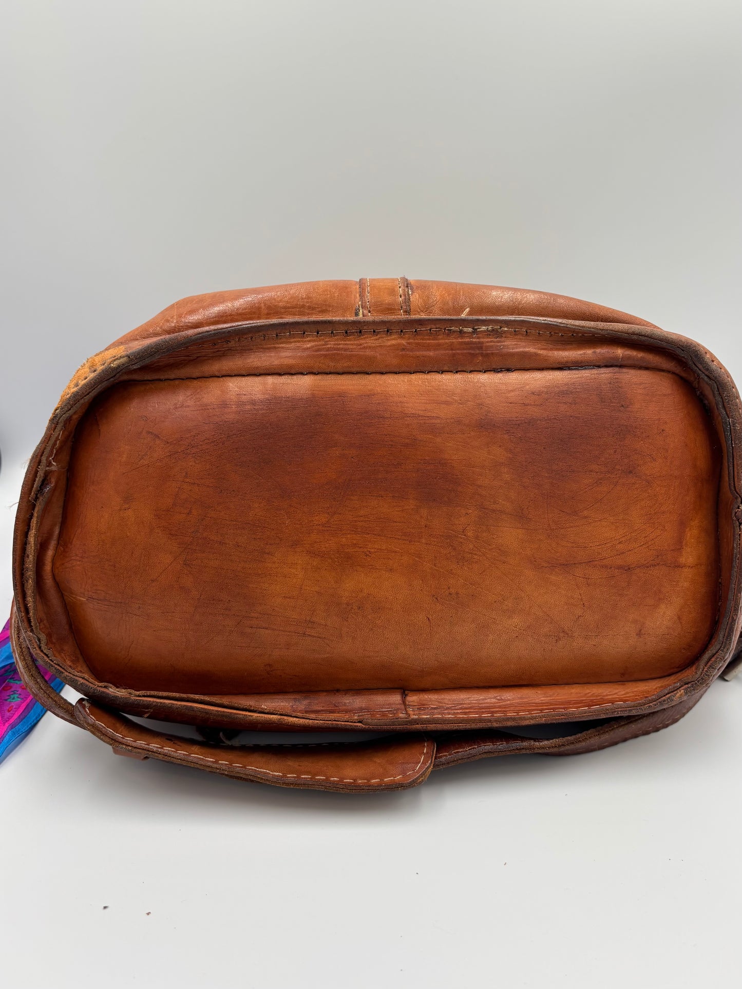 Vintage 70’s Distressed leather   Boho Messenger  Bag