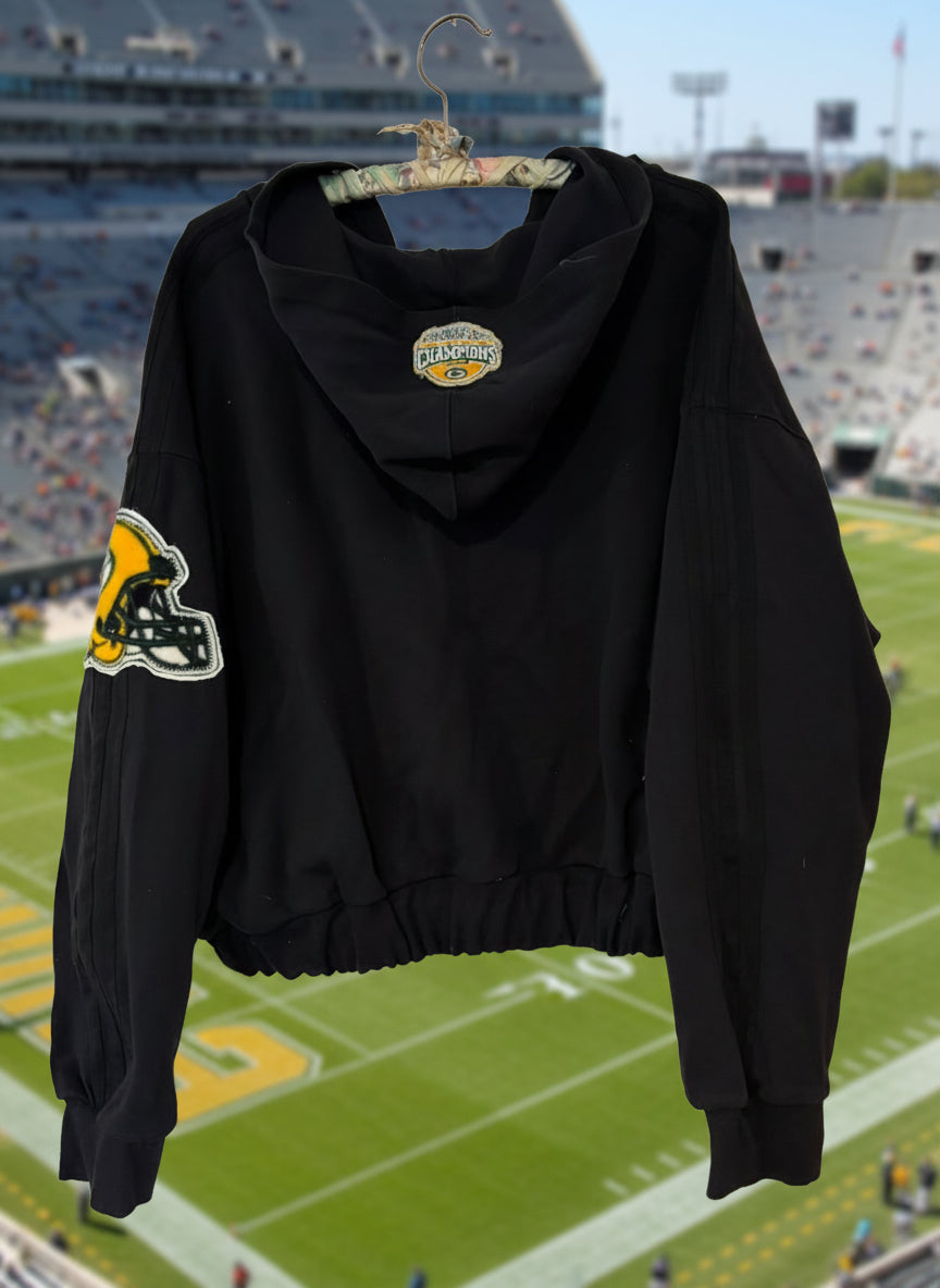 Custom reworked Adidas 3 Stripe Packers Game Day Laceup Hoodie