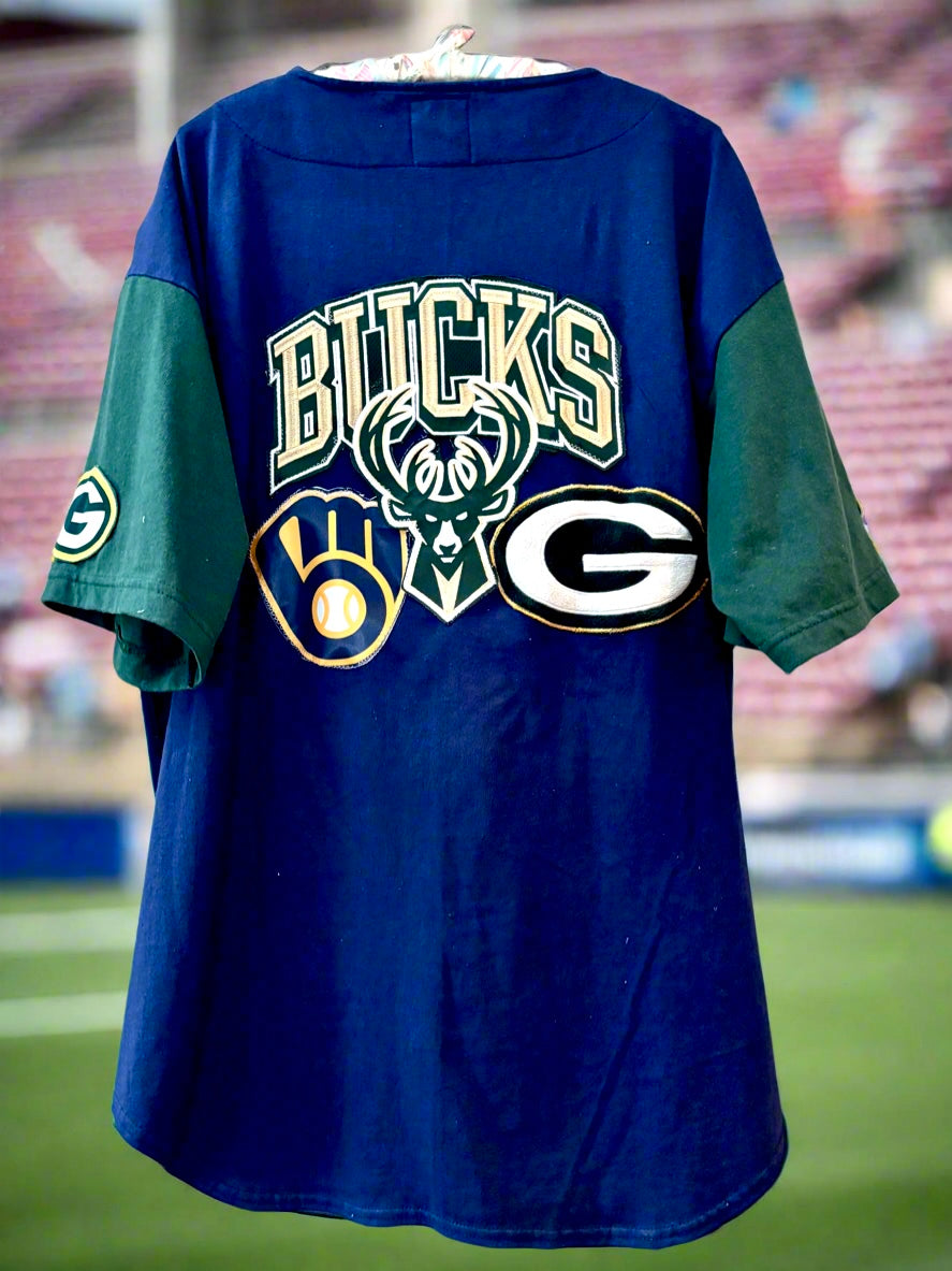 Reclaimed Vintage Wisconsin Button up Game Day Jersey