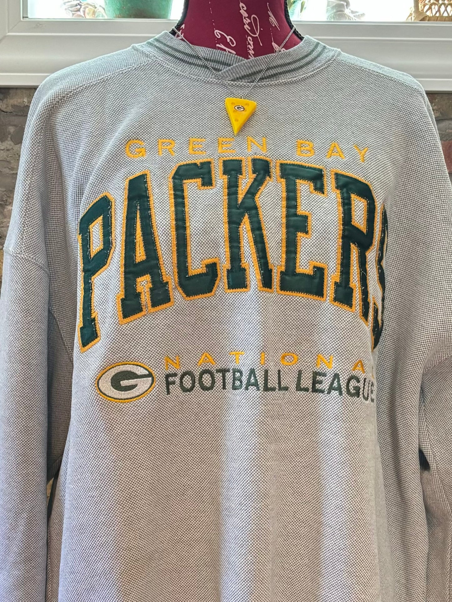 Reworked 90s Green Bay Packers oversized V Neck sweatshirt