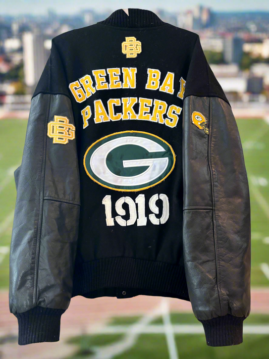 Custom Reworked vintage Leather Varsity Bomber Jacket