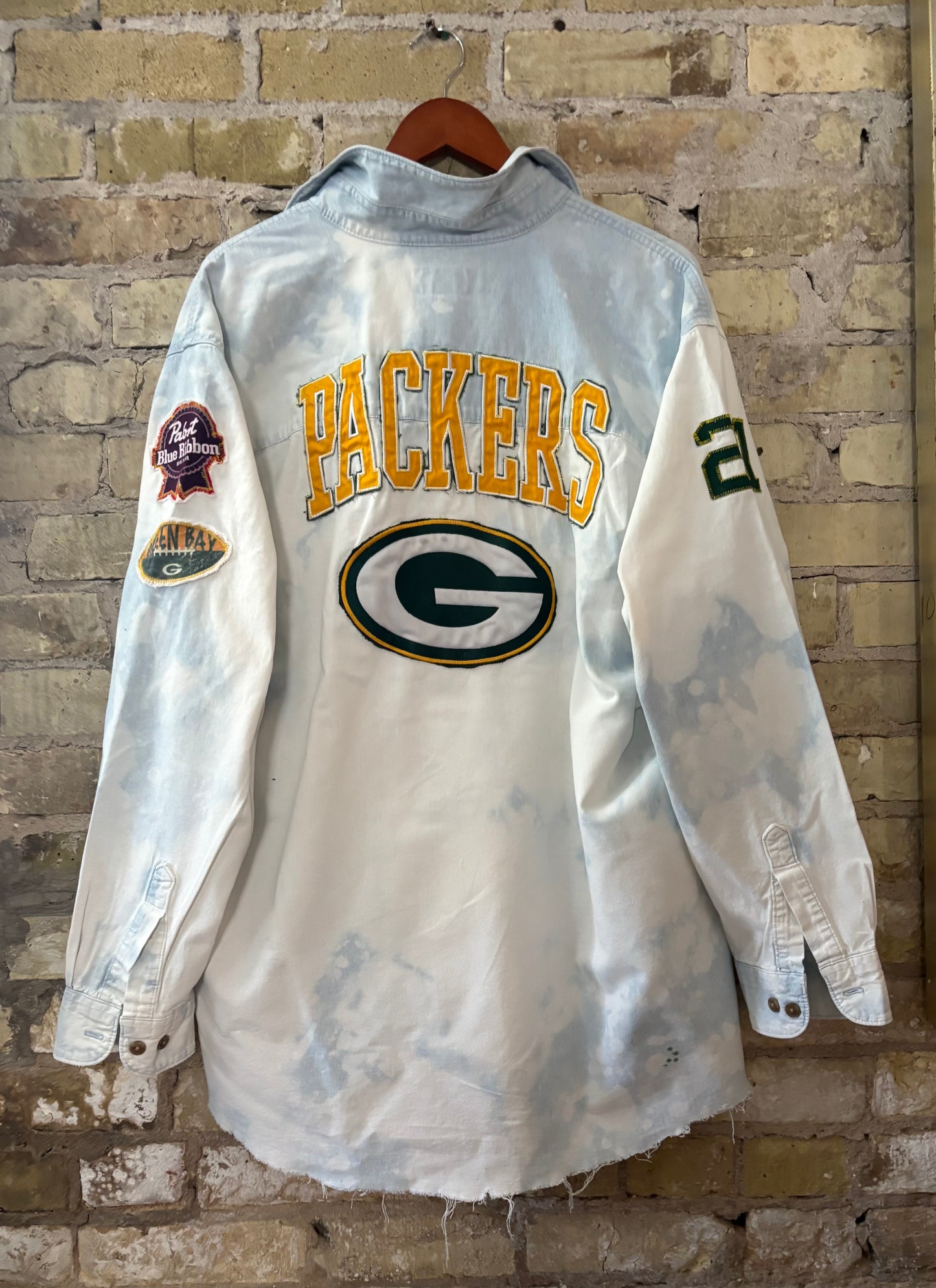 90’s Packers oversized Game Day Denim Jean Shirt